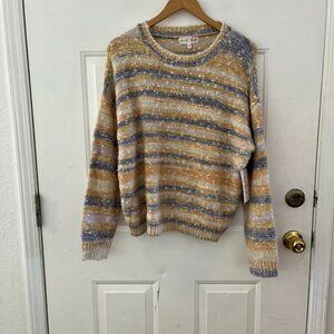 Hazel Moon Woman's Minimalist Striped Over-Size Soft Sweater Sz XL
